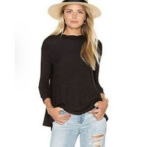 Free People We The‎ Free Womens Lover Rib Split Back Pullover Top Black Size M
